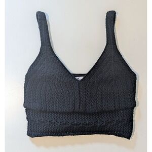 Hollister Black Crochet Knit Crop‎ Top Boho Festival Y2K Women's Size M